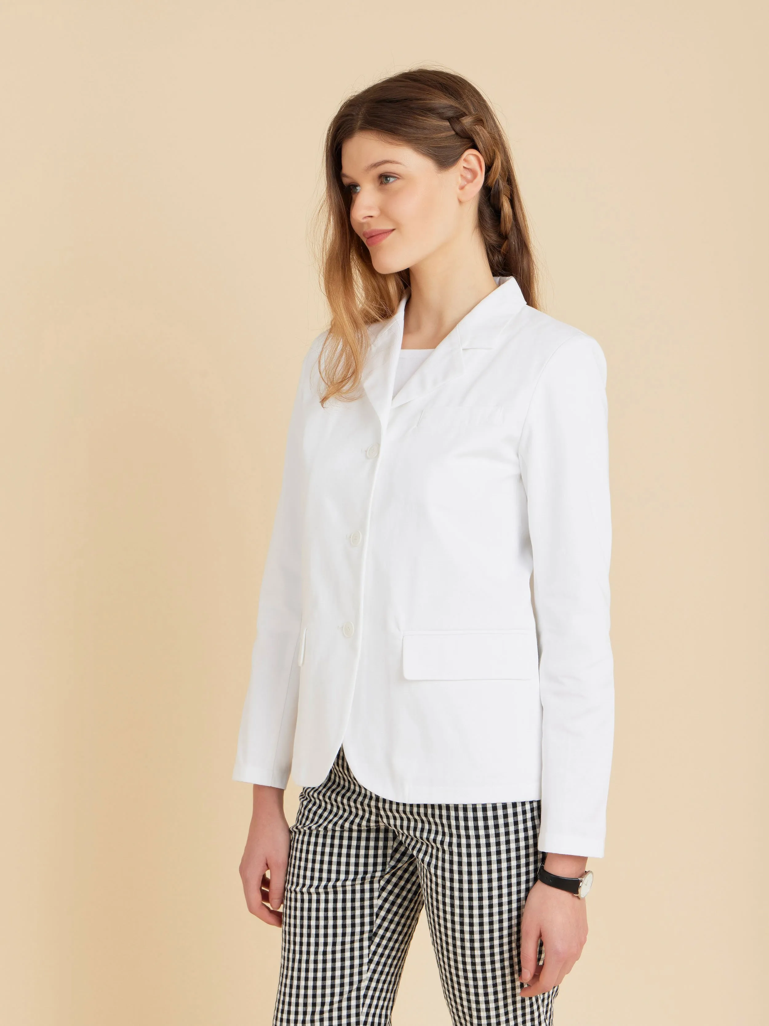 veste tailleur en coton blanc