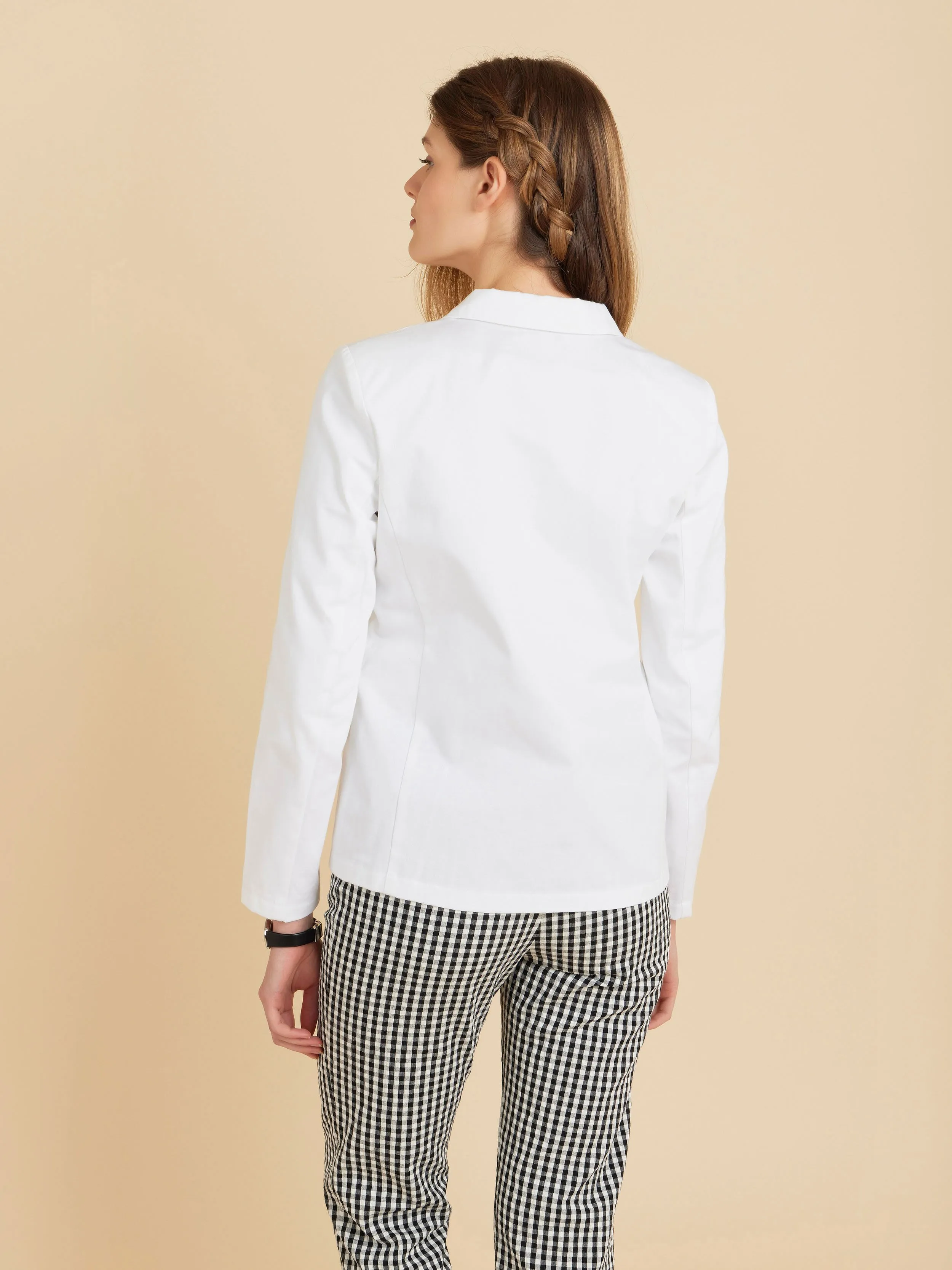 veste tailleur en coton blanc