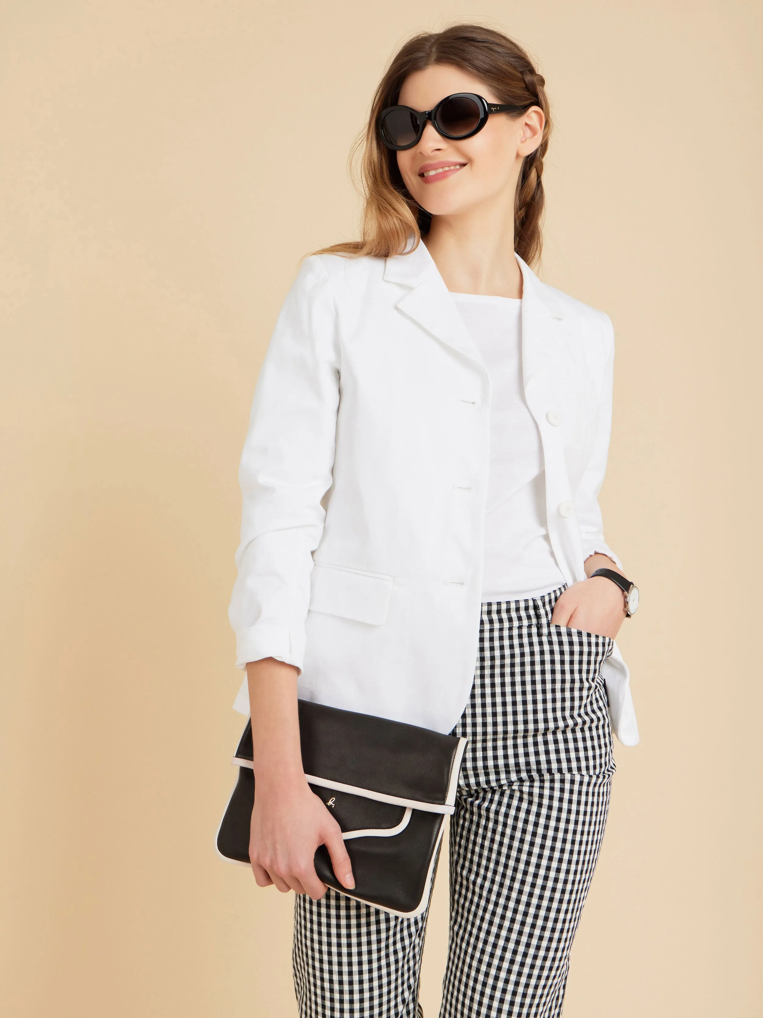 veste tailleur en coton blanc