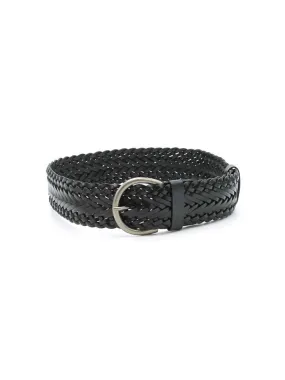 Vimoda Black Plaited Leather Belt - Trouva